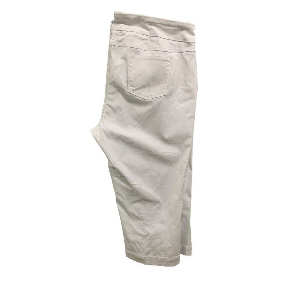 Size 20W Slim-Sation Womens Off White Pull On Pants Crop Capri Stretch Fabric
